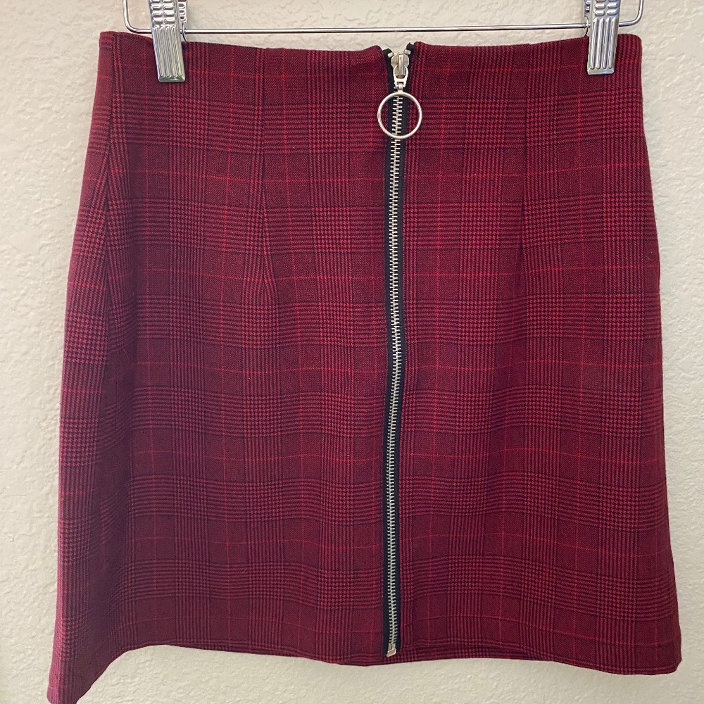 Red plaid mini skirt